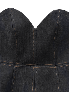 Conjunto Jeans 3 Peças Blazer Corset Peplum e Calça Pantalona - Kendall