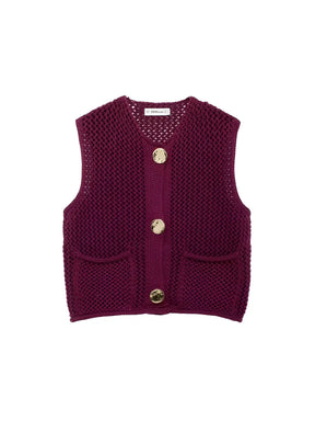 Blusa em Tricô com Decote Canoa Botões Maxi e Bolsos - Ayla