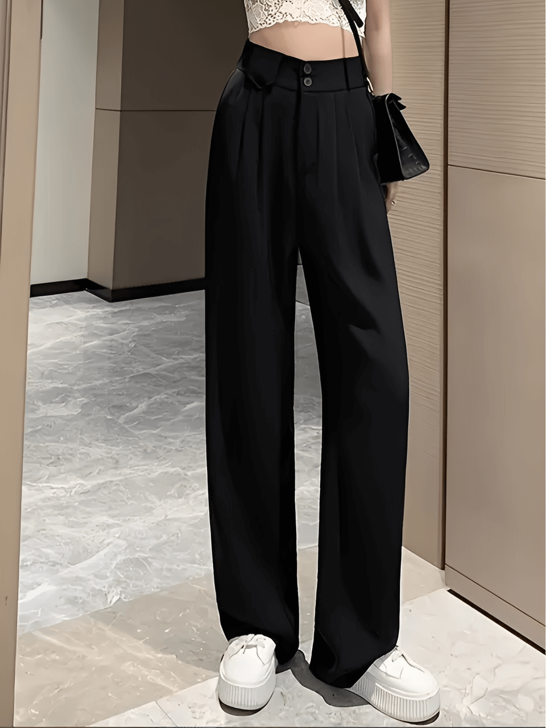 Calça  Alfaiataria Wide Leg Cintura Alta com Lenço Removível  – Amara [FRETE FULL]