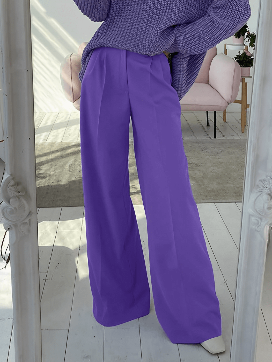 Calça Feminina Wide Leg em Alfaiataria com Cintura Alta e Bolsos – Madison [FRETE FULL]