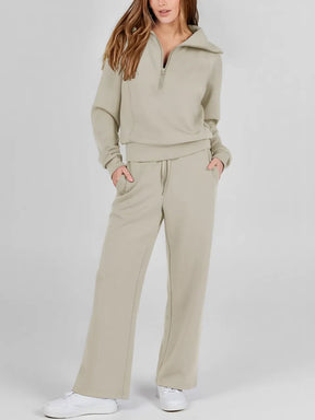 Conjunto Feminino com Suéter Gola Alta Ajustável e Calça Cintura Média com Ajuste de Cordão - Alessandra [FRETE FULL]