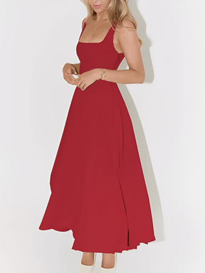 Vestido Longo Evasê com Corset Estruturado e Decote Quadrado - Luciene [FRETE FULL]