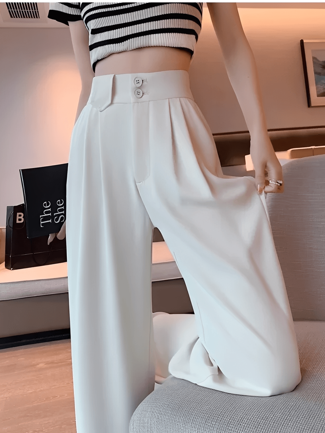 Calça  Alfaiataria Wide Leg Cintura Alta com Lenço Removível  – Amara [FRETE FULL]