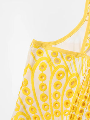 Vestido Midi de Laise com Babados Delicados e Elástico nas Costas – Marina [FRETE FULL]