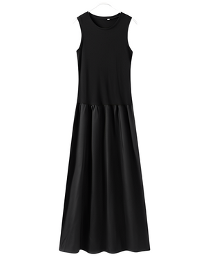 Vestido Longo Canelado com Modelagem Evasê e Detalhes Plissados – Maia [FRETE FULL]