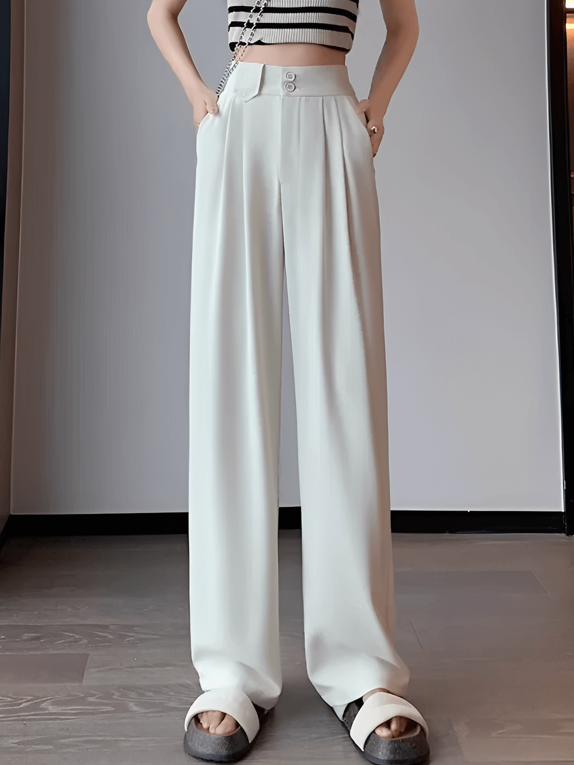 Calça  Alfaiataria Wide Leg Cintura Alta com Lenço Removível  – Amara [FRETE FULL]