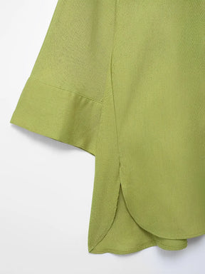 Conjunto com Camisa Manga Longa de Botões e Calça Pantalona - Daniela