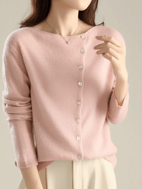Cardigan em Tricô Fino com Botões Assimétrico - Luzia