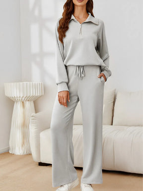 Conjunto Feminino com Suéter Gola Alta Ajustável e Calça Cintura Média com Ajuste de Cordão - Alessandra [FRETE FULL]