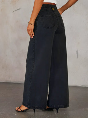 Conjunto Feminino Jeans com Colete de Botões e Calça Pantalona – Agatha [FRETE FULL]