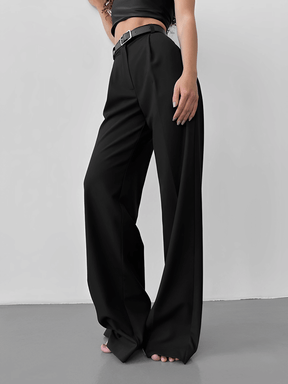 Calça Wide Leg em Alfaiataria Clássica com Cintura Alta e Bolsos – Kate