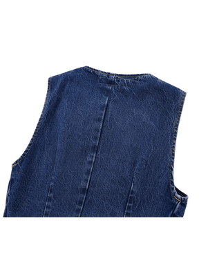Colete Jeans Ajustado com Fechamento Assimétrico em Botões – Rose