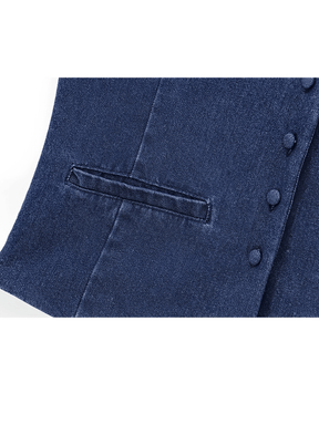 Colete Jeans Acinturado com Botões Frontais e Toque Retrô – Larissa