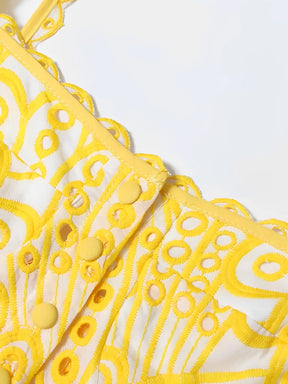 Vestido Midi de Laise com Babados Delicados e Elástico nas Costas – Marina [FRETE FULL]
