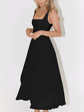 Vestido Longo Evasê com Corset Estruturado e Decote Quadrado - Luciene [FRETE FULL]
