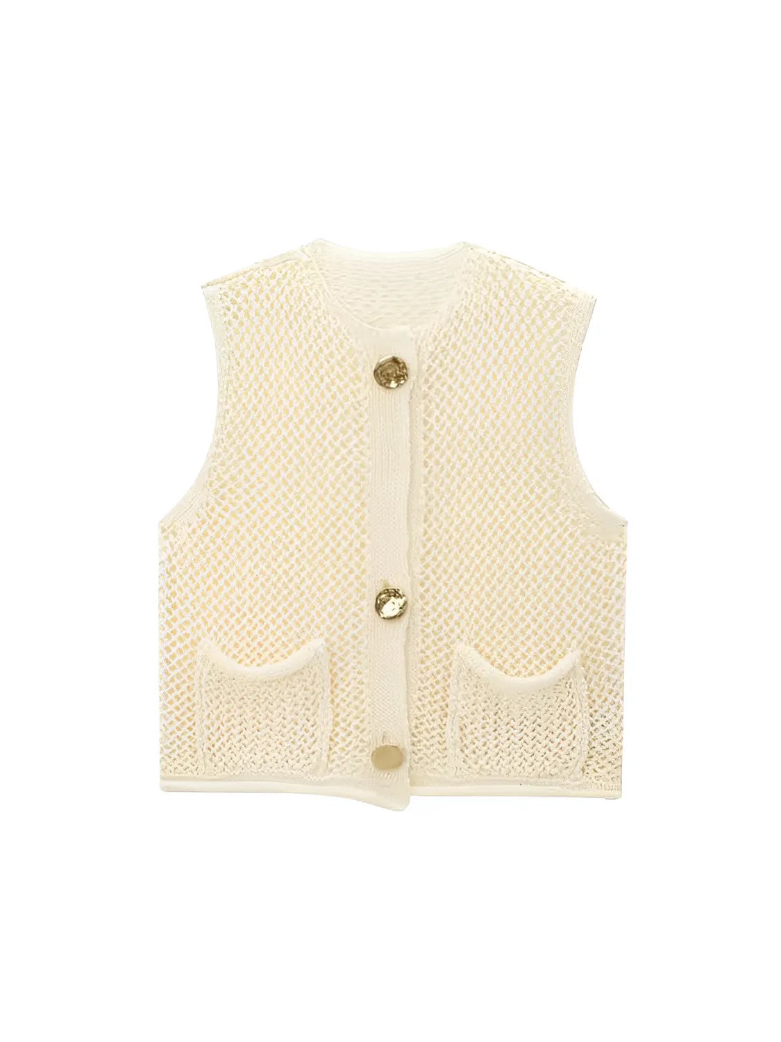 Blusa em Tricô com Decote Canoa Botões Maxi e Bolsos - Ayla