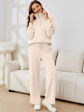 Conjunto Feminino com Suéter Gola Alta Ajustável e Calça Cintura Média com Ajuste de Cordão - Alessandra [FRETE FULL]
