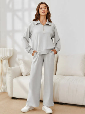 Conjunto Feminino com Suéter Gola Alta Ajustável e Calça Cintura Média com Ajuste de Cordão - Alessandra [FRETE FULL]