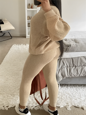 Conjunto de Tricô com Suéter Oversized e Calça Legging Ajustável – Ranya [FRETE FULL]