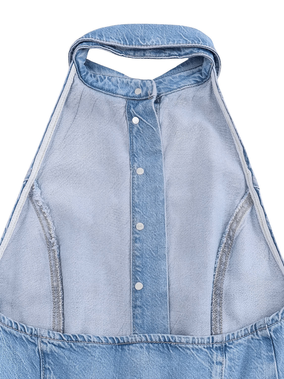 Macacão Jeans Pantalona com Decote Nadador e Bolsos - Jordana