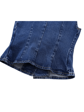 Colete Jeans Ajustado com Fechamento Assimétrico em Botões – Rose