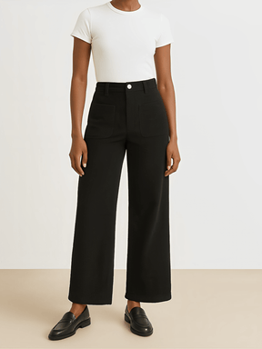 Calça Wide Leg Vintage em Veludo Cotelê Cintura Alta com Bolsos - Antonia