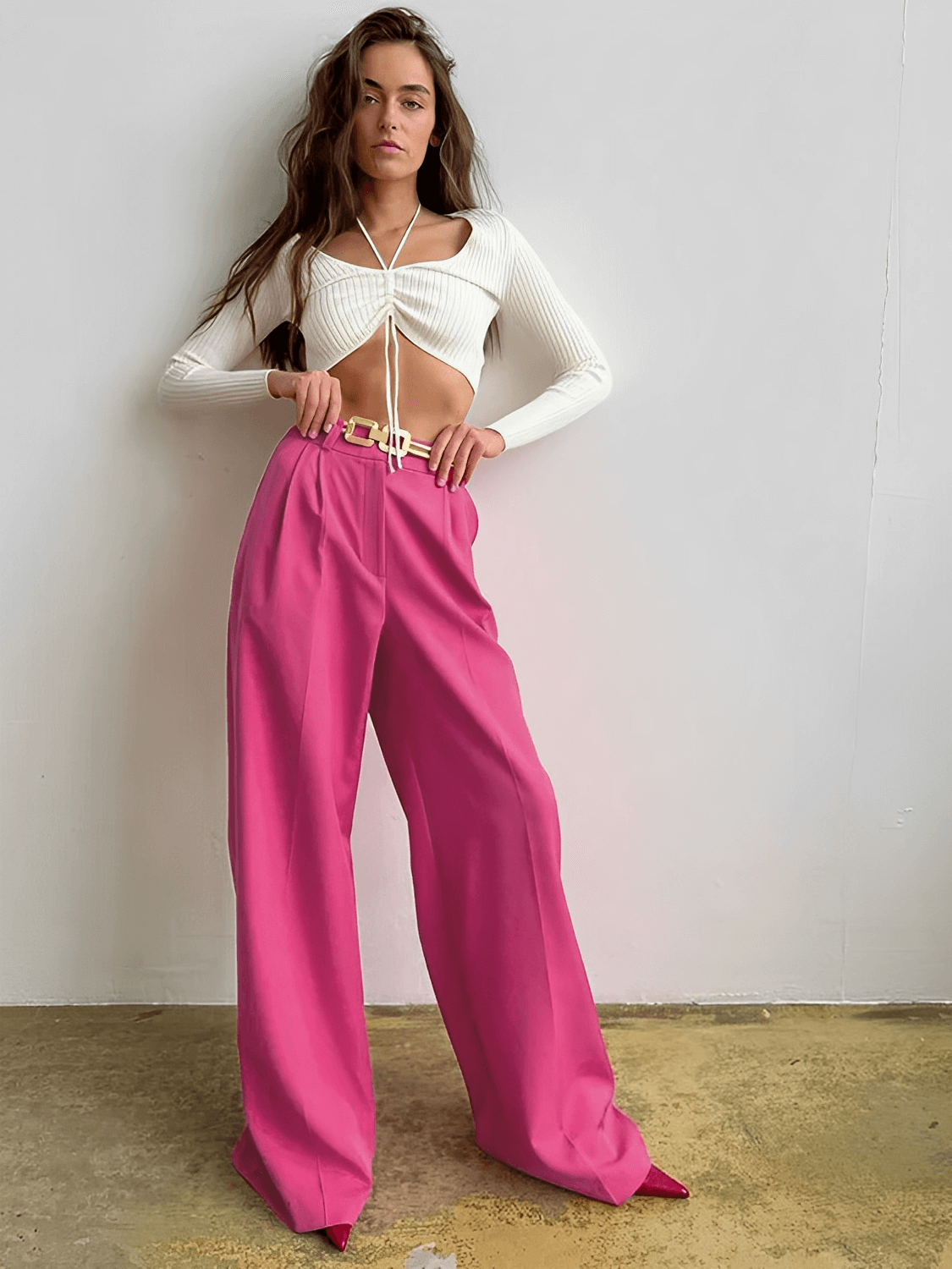 Calça Feminina Wide Leg em Alfaiataria com Cintura Alta e Bolsos – Madison [FRETE FULL]