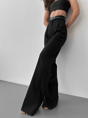 Calça Wide Leg em Alfaiataria Clássica com Cintura Alta e Bolsos – Kate