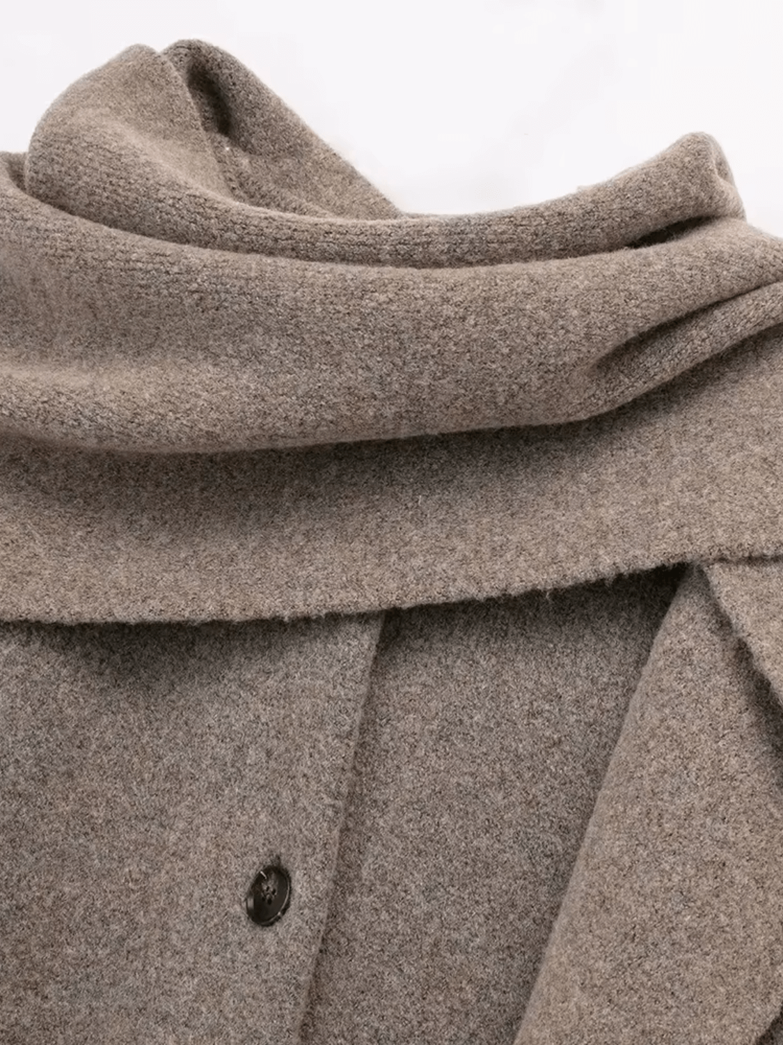 Casaco Oversized em Lã Batida com Cachecol Removível - Marjorie