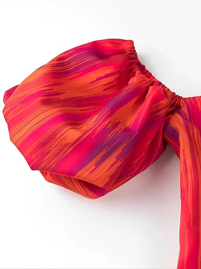 Conjunto Estampado com Blusa Ciganinha Bufante e Saia Lápis - Martina
