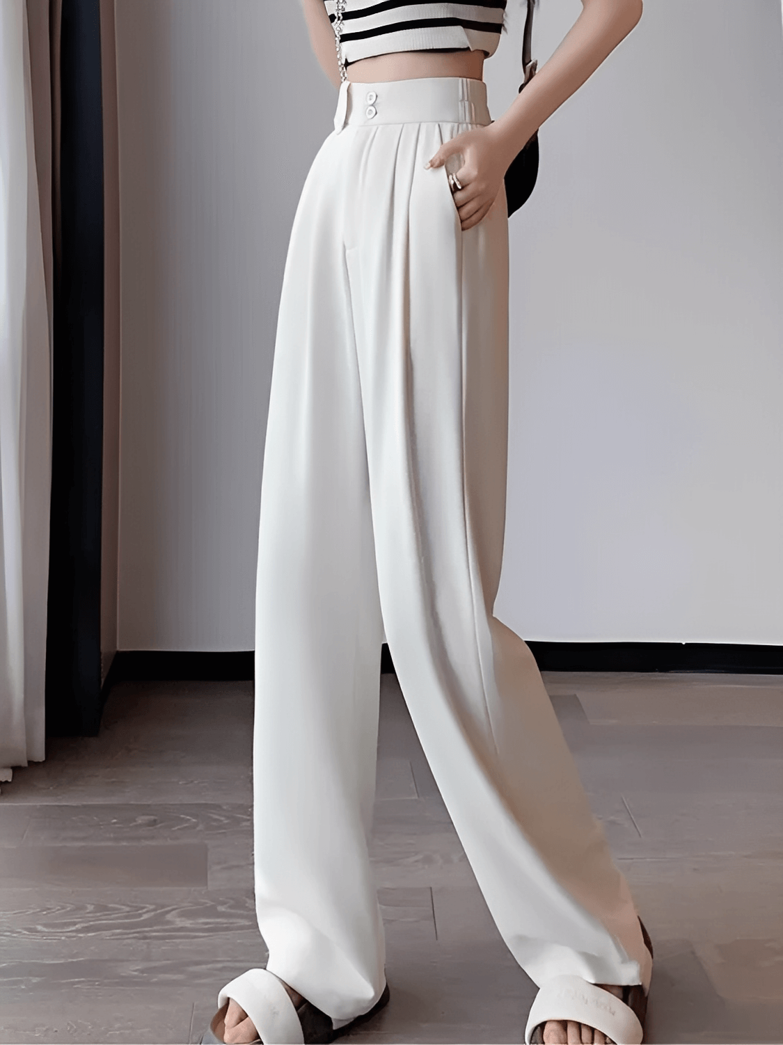 Calça  Alfaiataria Wide Leg Cintura Alta com Lenço Removível  – Amara [FRETE FULL]