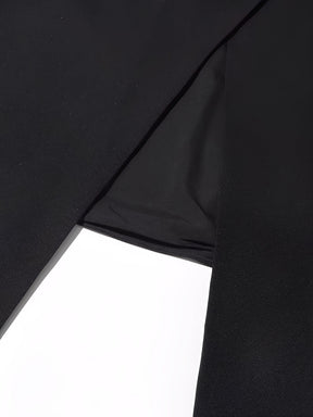 Vestido Midi Assimétrico Acinturado e Capa Sobreposta Removível – Soraya
