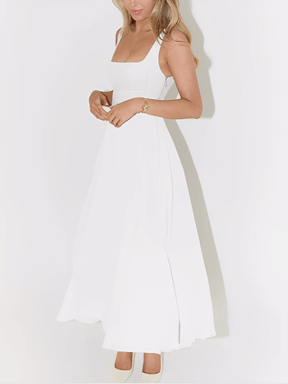 Vestido Longo Evasê com Corset Estruturado e Decote Quadrado - Luciene [FRETE FULL]
