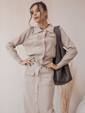 Conjunto Alfaiataria em Viscose com Suéter e Saia Midi de Botões - Geyze