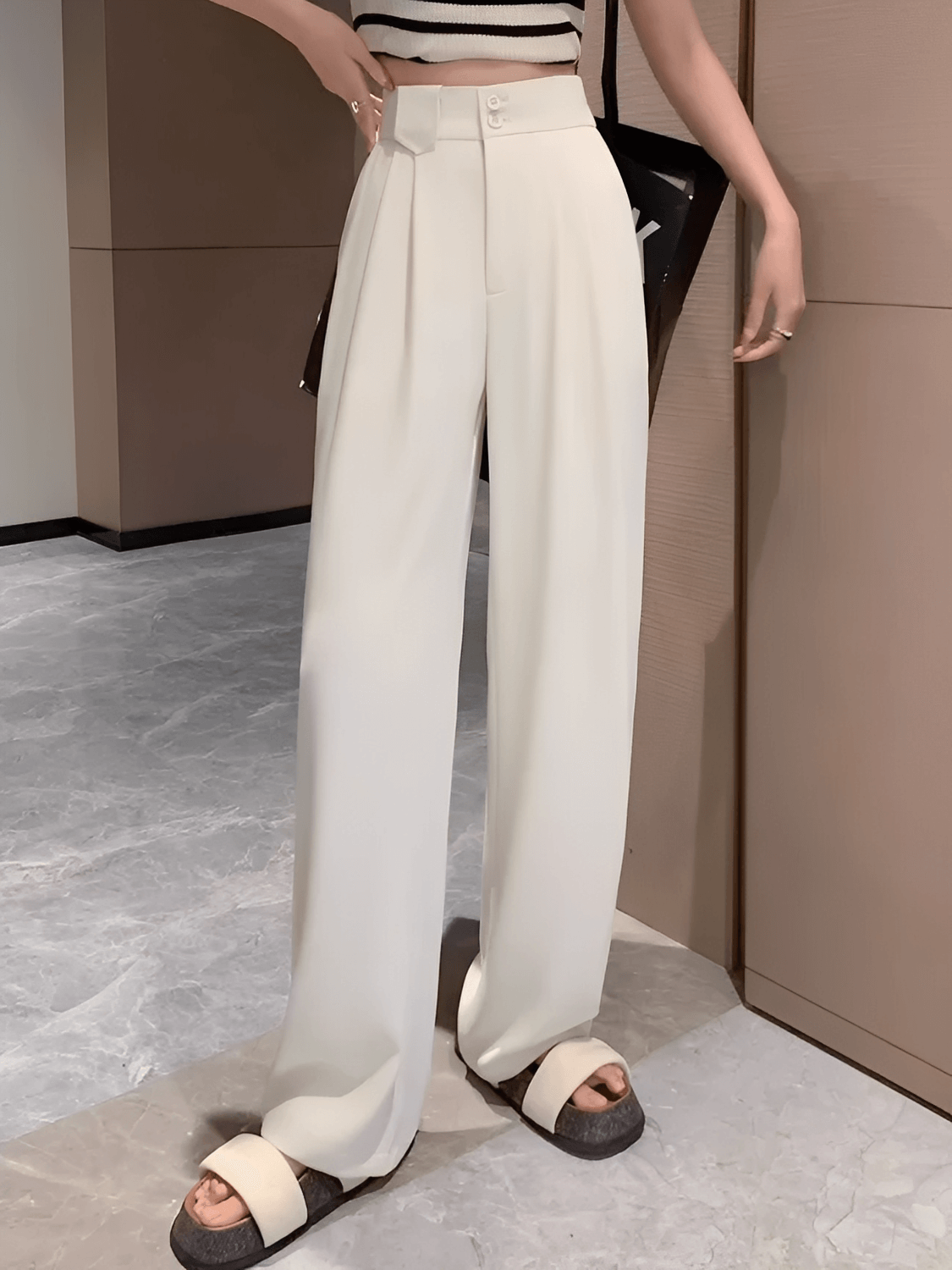 Calça  Alfaiataria Wide Leg Cintura Alta com Lenço Removível  – Amara [FRETE FULL]