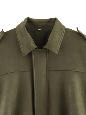 Jaqueta Bomber Oversized em Camurça com Recortes – Ione [FRETE FULL]