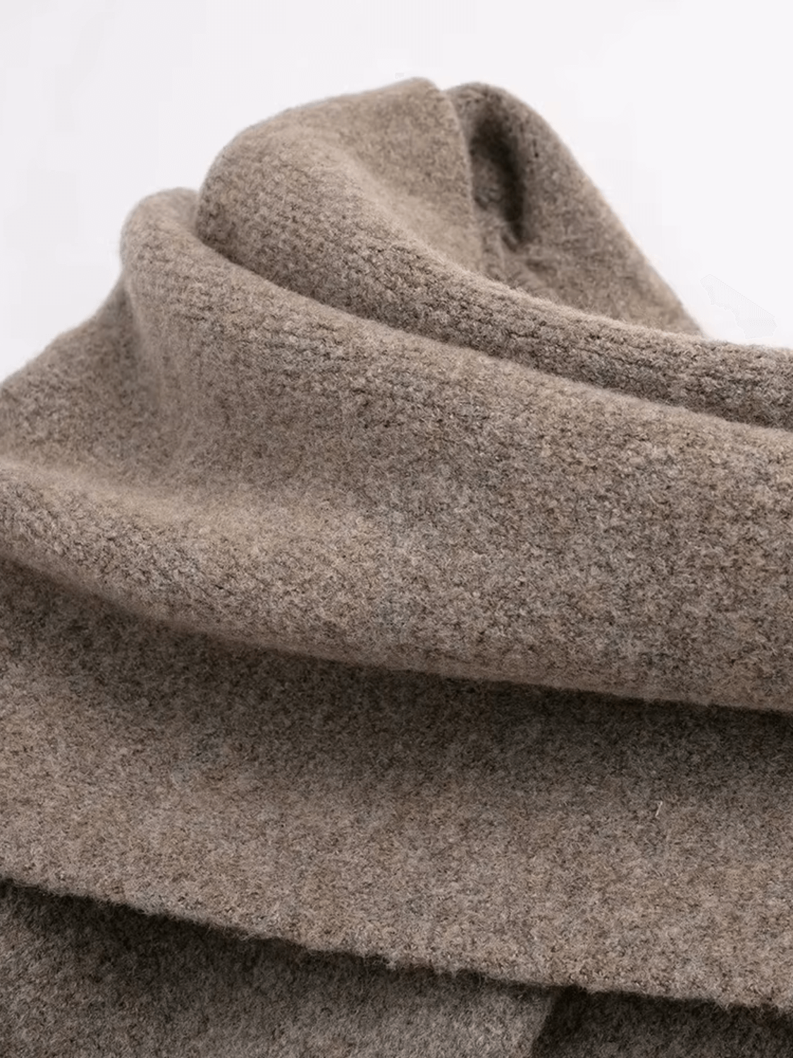 Casaco Oversized em Lã Batida com Cachecol Removível - Marjorie
