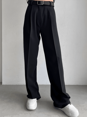 Calça Wide Leg em Alfaiataria Clássica com Cintura Alta e Bolsos – Kate