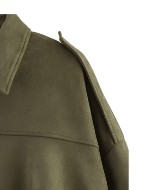 Jaqueta Bomber Oversized em Camurça com Recortes – Ione [FRETE FULL]