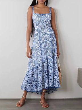 Vestido Midi de Laise com Babados Delicados e Elástico nas Costas – Marina [FRETE FULL]