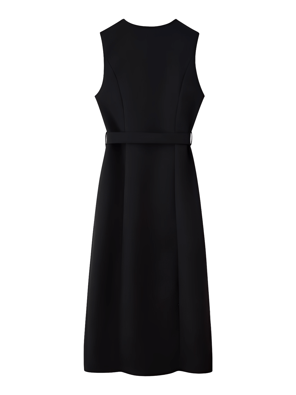 Vestido Midi Sem Mangas com Botões Forrados Cinto e Fenda – Selena [FRETE FULL]