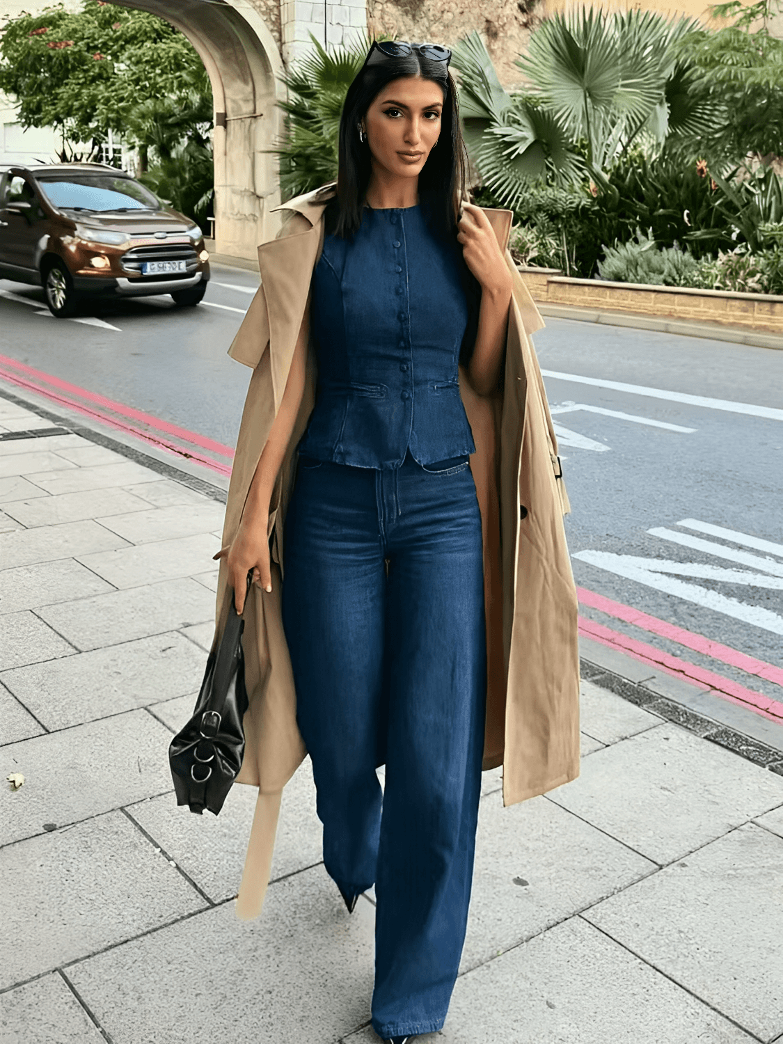 Colete Jeans Acinturado com Botões Frontais e Toque Retrô – Larissa