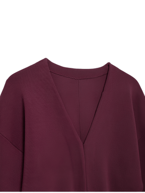 Conjunto de Tricô Suéter Gola V e Saia com Cós Elástico - Viviene