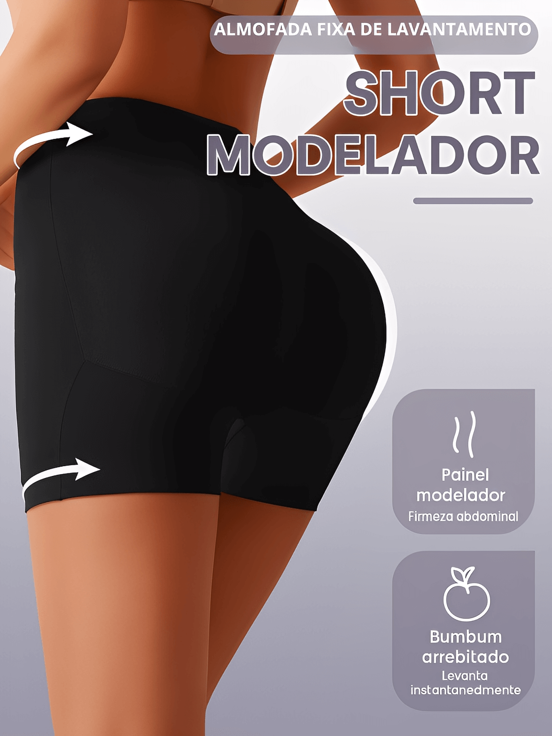 Short  Modelador com Enchimento Fixo Efeito Levanta Bumbum – Tailine
