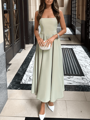 Vestido Longo Evasê com Corset Estruturado e Decote Quadrado - Luciene [FRETE FULL]