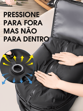 Mochila Multifuncional para Viagem com Compartimentos Internos e Externos e Compressor à Vácuo – Tati