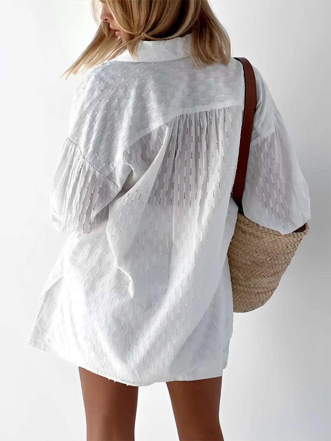Conjunto de Laise Texturizado Com Camisa e Short Cintura Alta - Cate