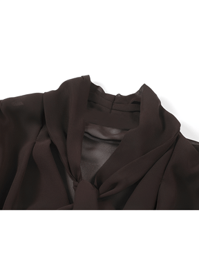 Camisa em Chiffon com Gola Laço e Punhos com Botão – Evangeline