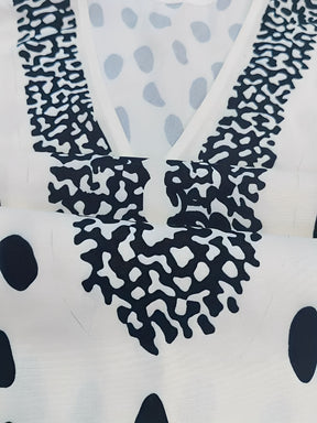 Conjunto Estampado Bata Manga Morcego Gola V e Calça Pantacourt - Elana