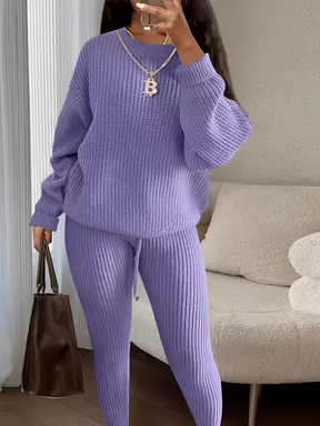 Conjunto de Tricô com Suéter Oversized e Calça Legging Ajustável – Ranya [FRETE FULL]